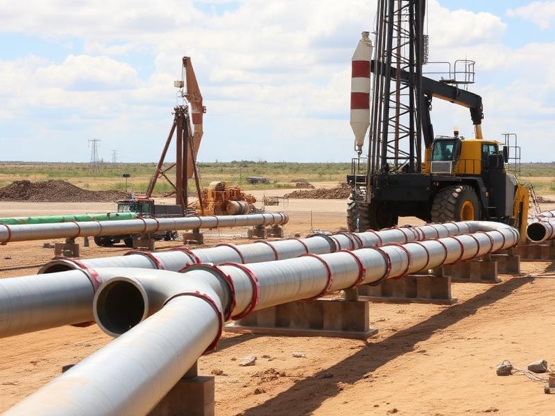 Oilfield gathering system flowlines staged for installation