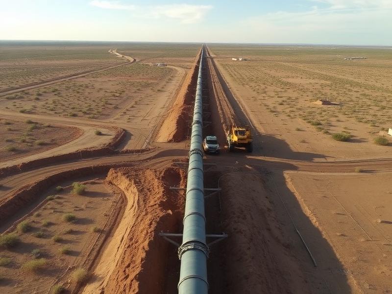 Encore crew laying large diameter steel pipeline across the Permian Basin